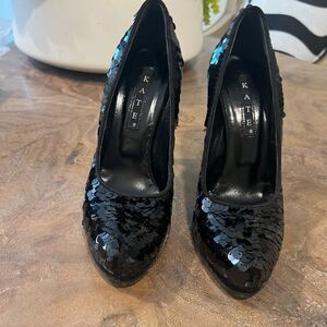 Kate by Ferrari Black Sequin Women's Shoes size 37 (7)